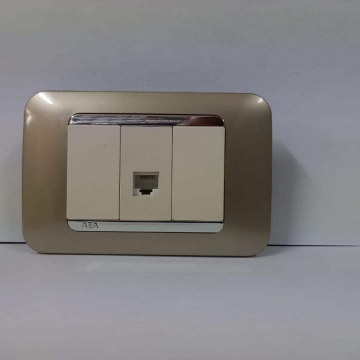 TOMA RJ45 BEIGE DUET PLACA ORO RIBETE PLATA.