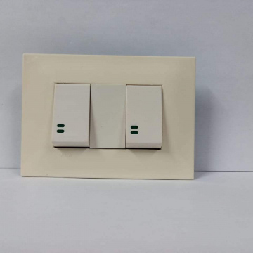 INTERRUPTOR DOBLE BEIGE SILUM PLACA BLANCA.