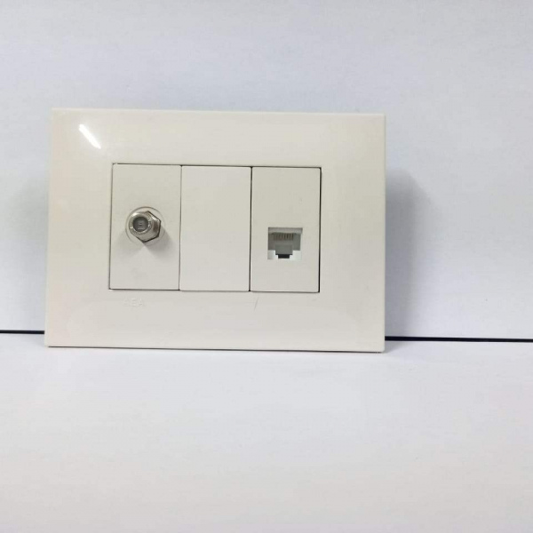 RJ45 + TV BEIGE SILUM PLACA BLANCA.